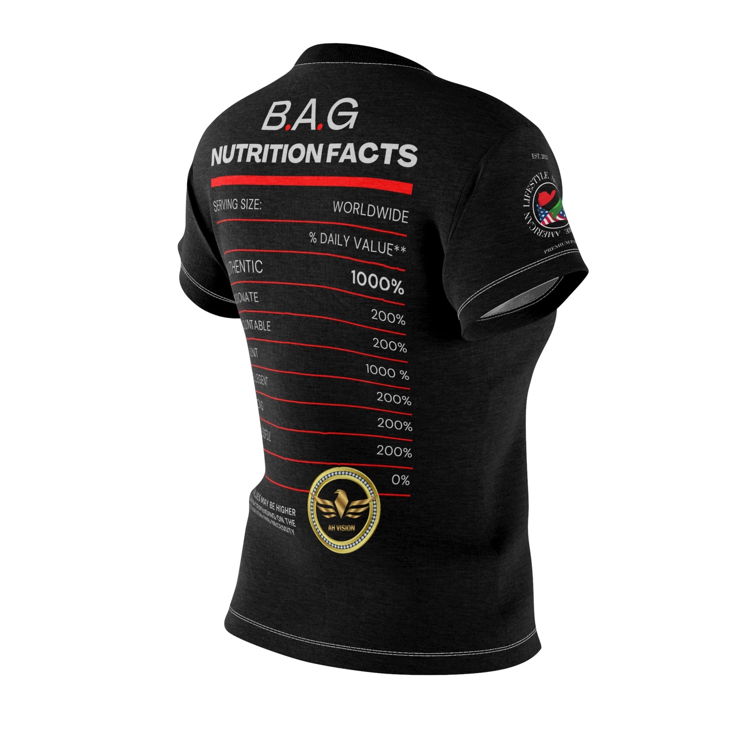 Black American Greatness B.A.G Women Black Tee - AH VISION