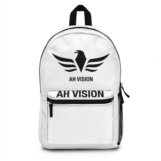 AH Vision Black Logo White Backpack - AH VISION