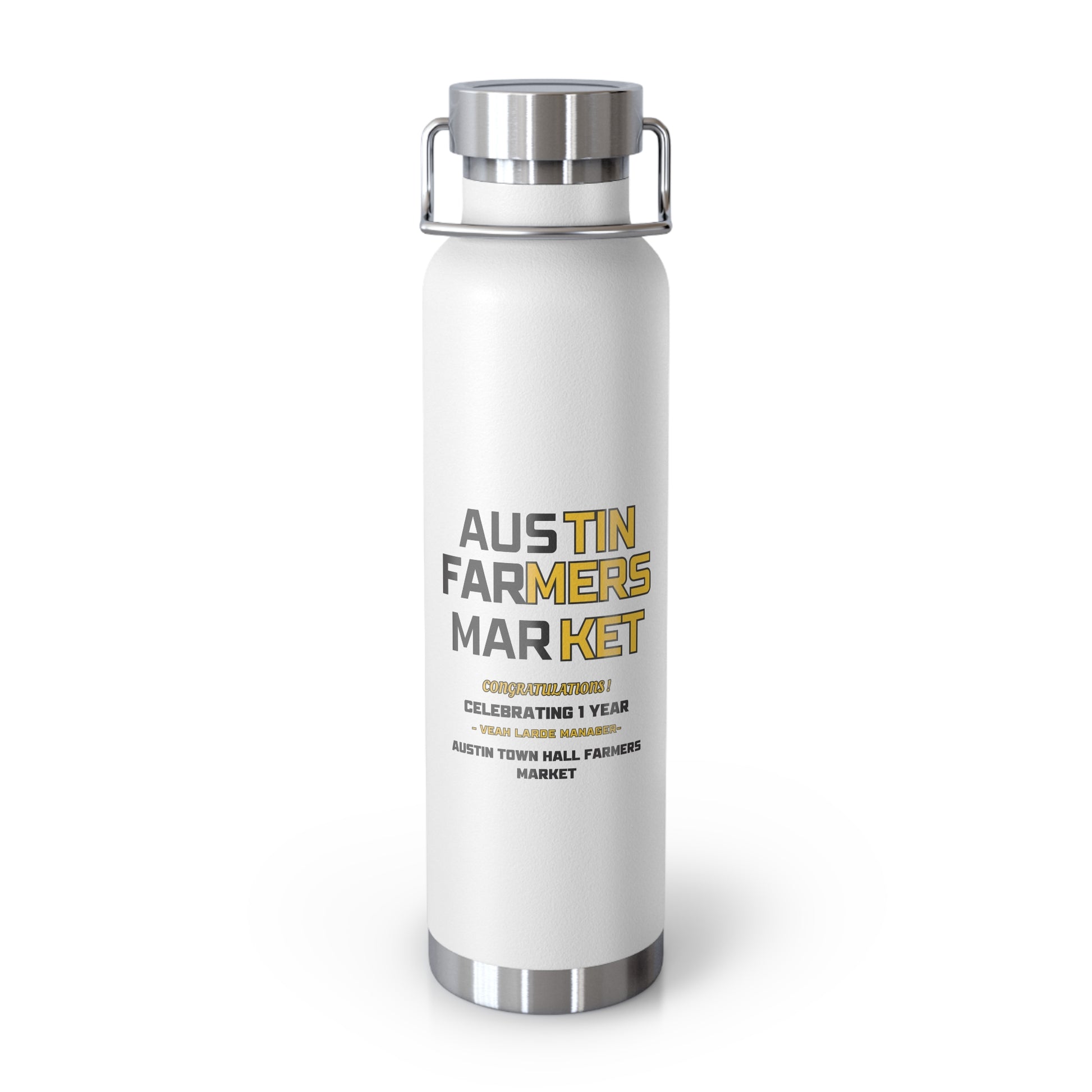 AUSTIN TOWN HALL MANAGER 1 YEAR CELEBRATION 22oz Vacuum Insulated Bottle - AH VISION
