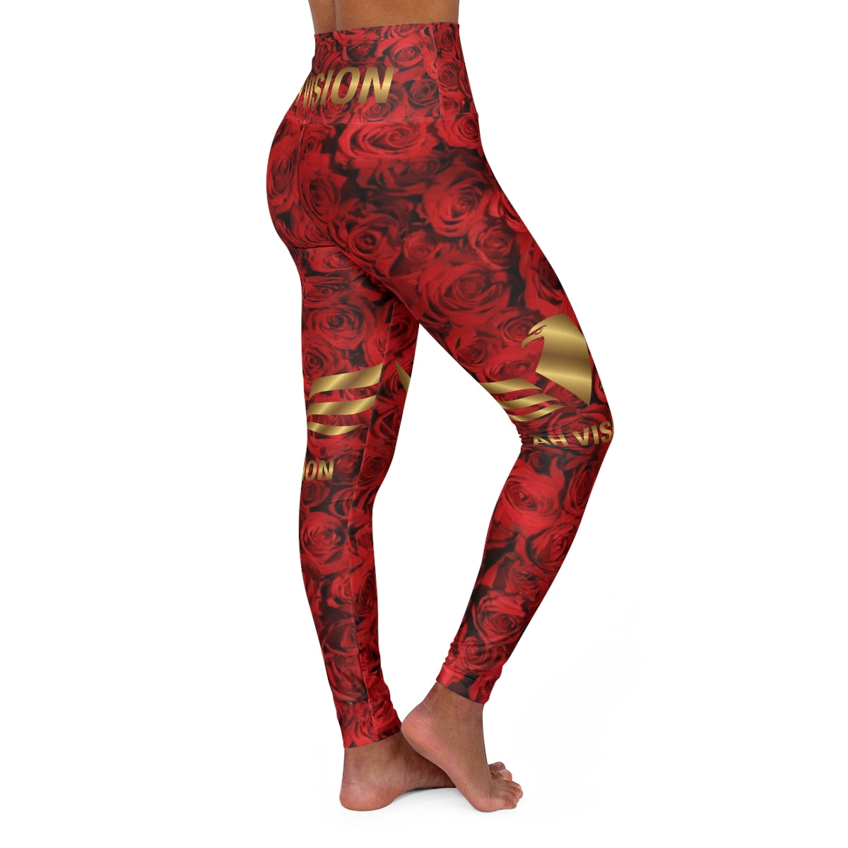AH Vision Premium High Waisted Red Rose Yoga Leggings - AH VISION
