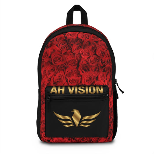 AH Vision Red Rose Black Backpack - AH VISION