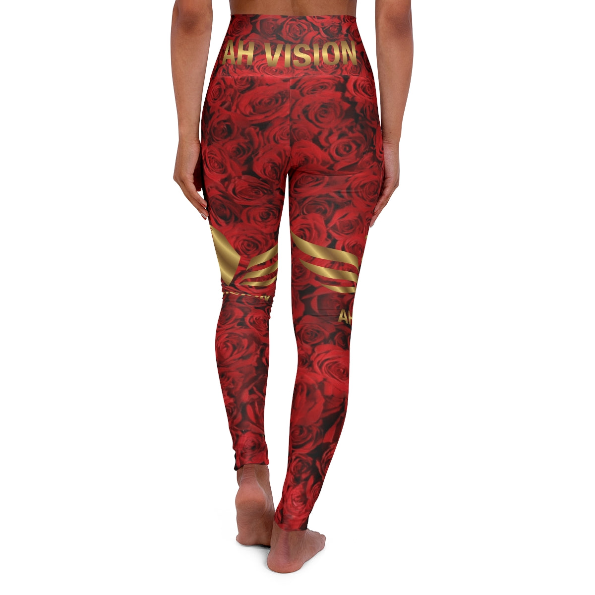 AH Vision Premium High Waisted Red Rose Yoga Leggings - AH VISION