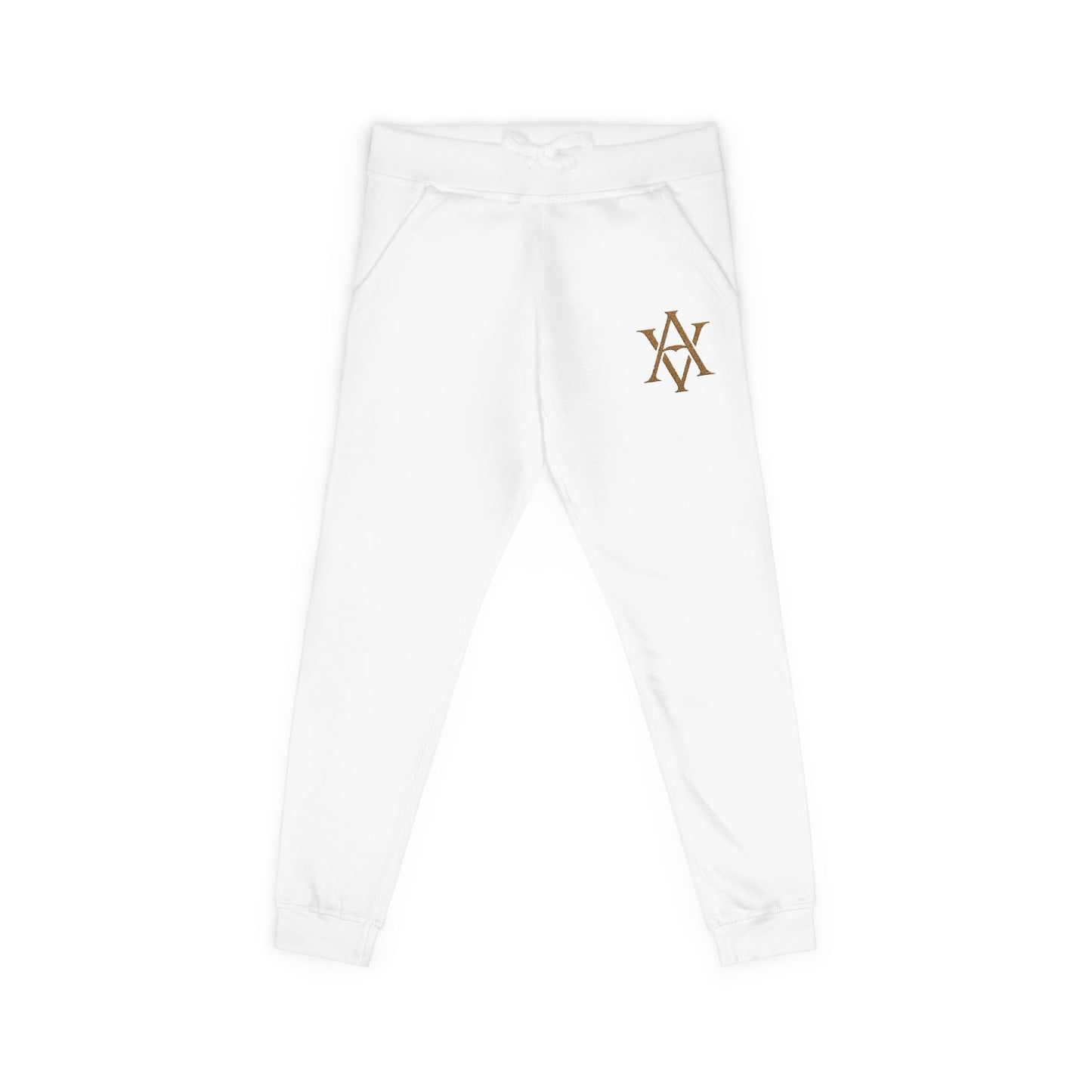 Embroidered Gold AV Monogram Fleece Sweatpants — Cozy Fleece Joggers