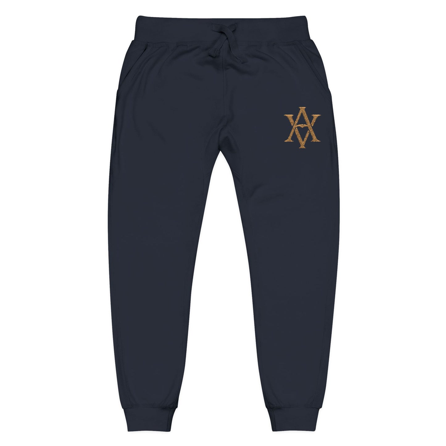 Embroidered Gold AV Monogram Fleece Sweatpants — Cozy Fleece Joggers