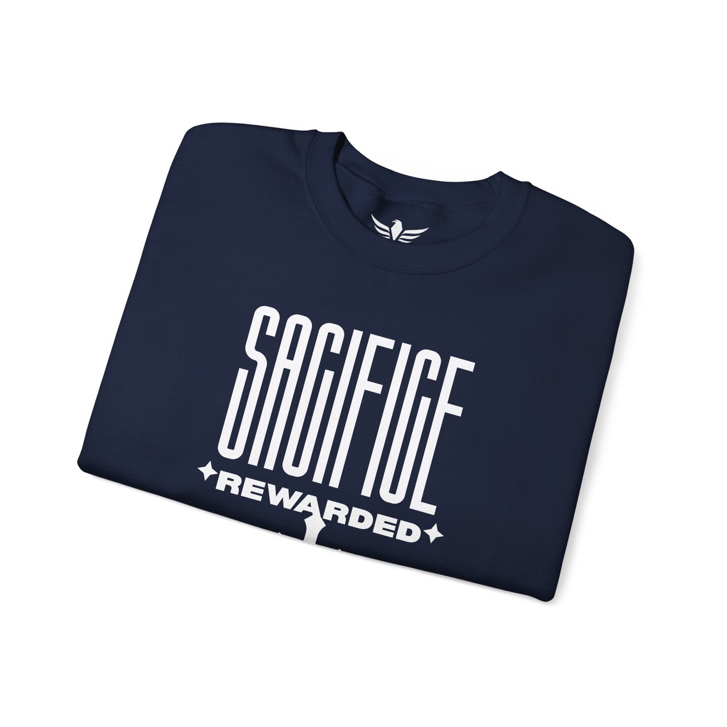 Christian 'Sacrifice Rewarded' Crewneck Sweatshirt — Religious Cross Faith Pullover - AH VISION