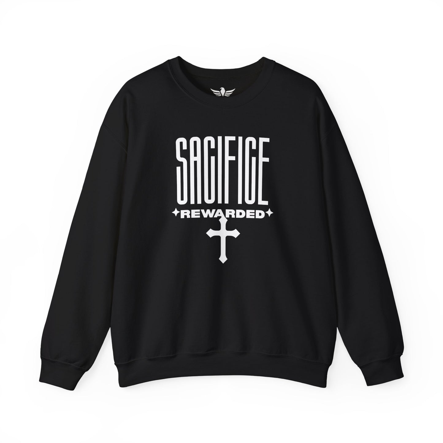 Christian 'Sacrifice Rewarded' Crewneck Sweatshirt — Religious Cross Faith Pullover - AH VISION