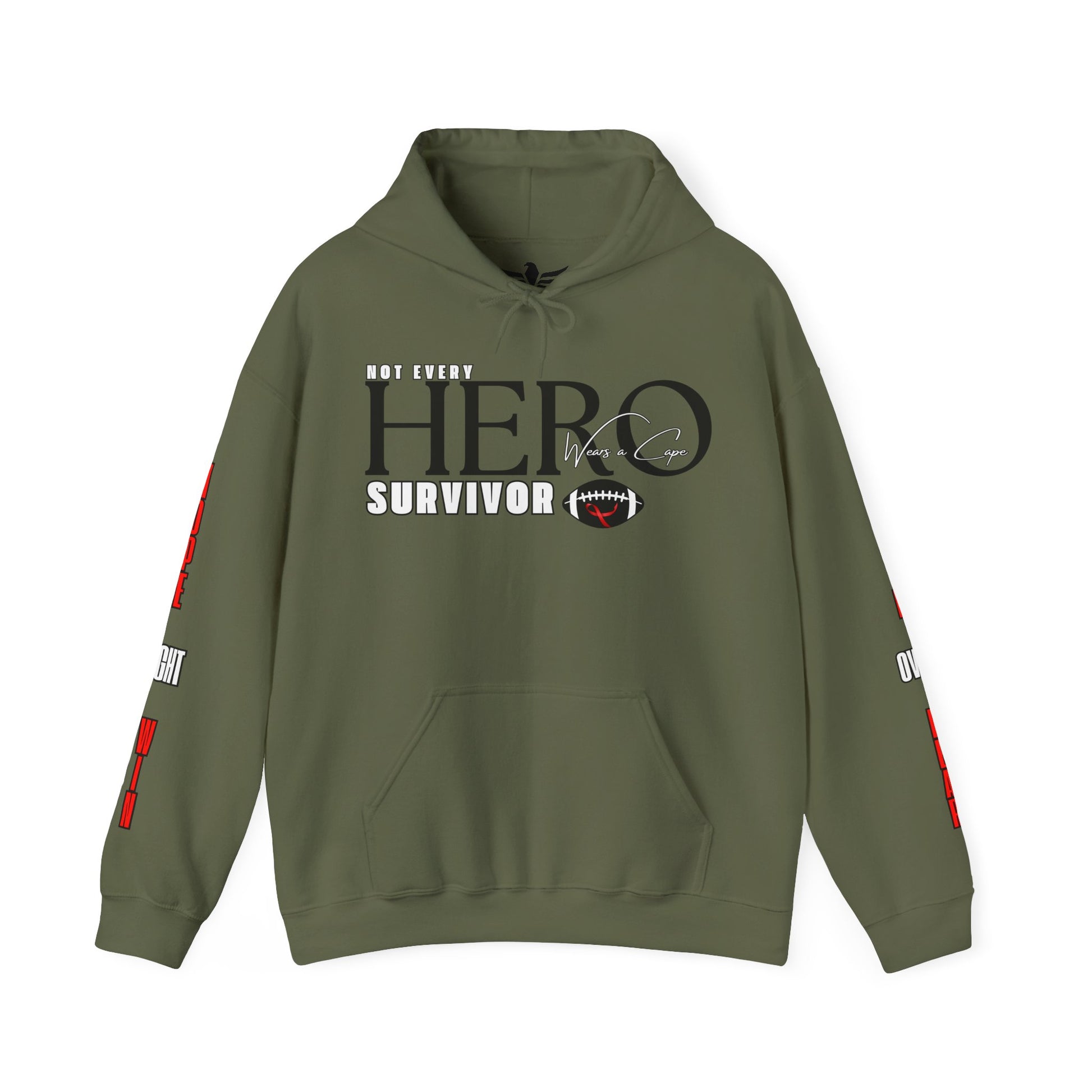 NOT EVERY HERO WEARS A CAPE NEVER BACK DOWN Hooded Sweatshirt - AH VISION