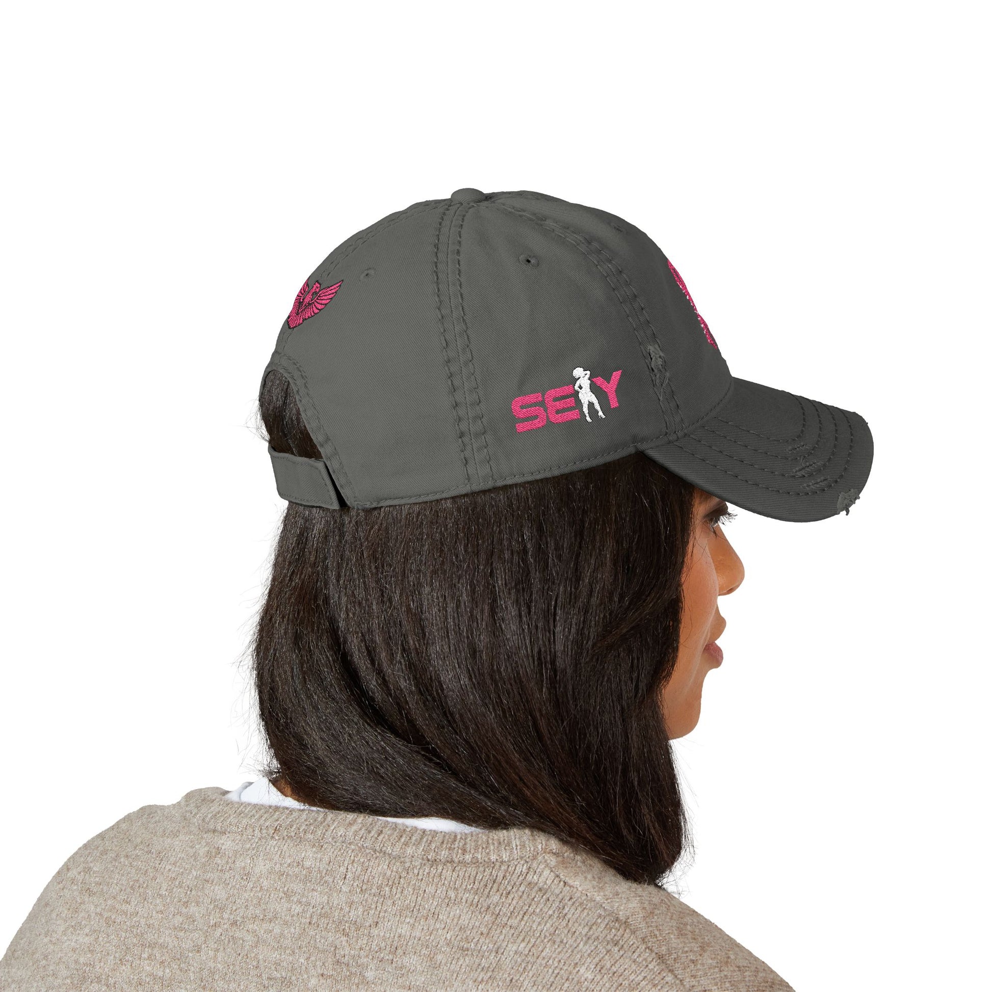 Distressed Embroidered AV WOMENS Hat — Gold Monogram & Eagle Vintage Cap - AH VISION