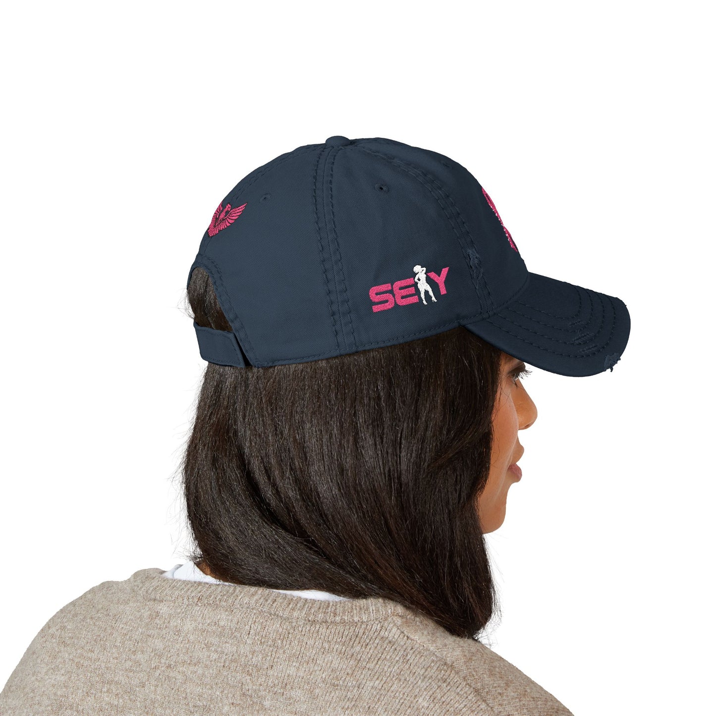 Distressed Embroidered AV WOMENS Hat — Gold Monogram & Eagle Vintage Cap - AH VISION