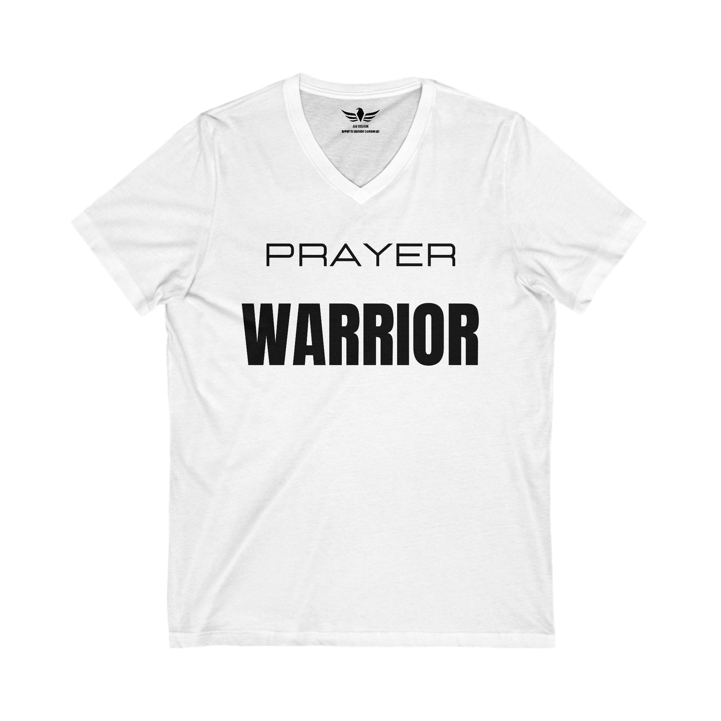 Prayer Warrior Unisex Jersey Short Sleeve V-Neck Tee S-2XL