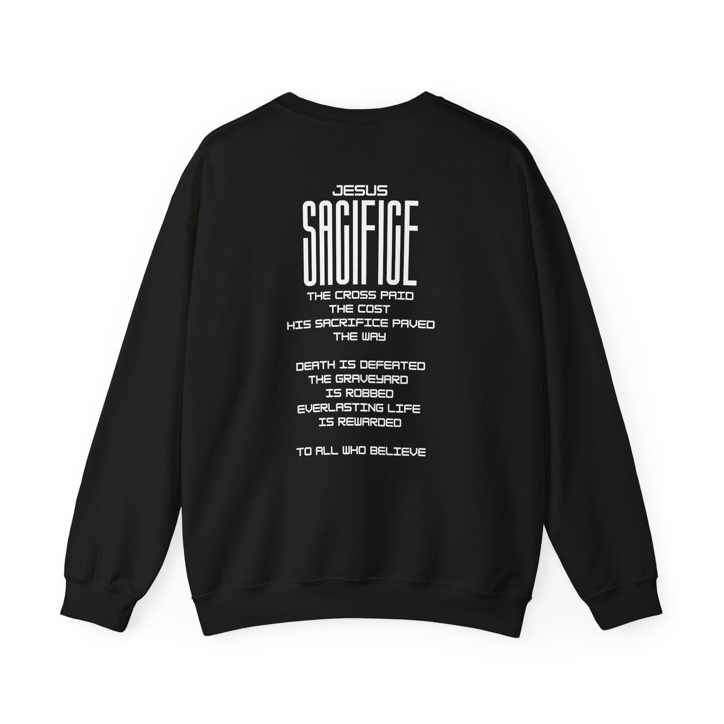 Christian 'Sacrifice Rewarded' Crewneck Sweatshirt — Religious Cross Faith Pullover - AH VISION