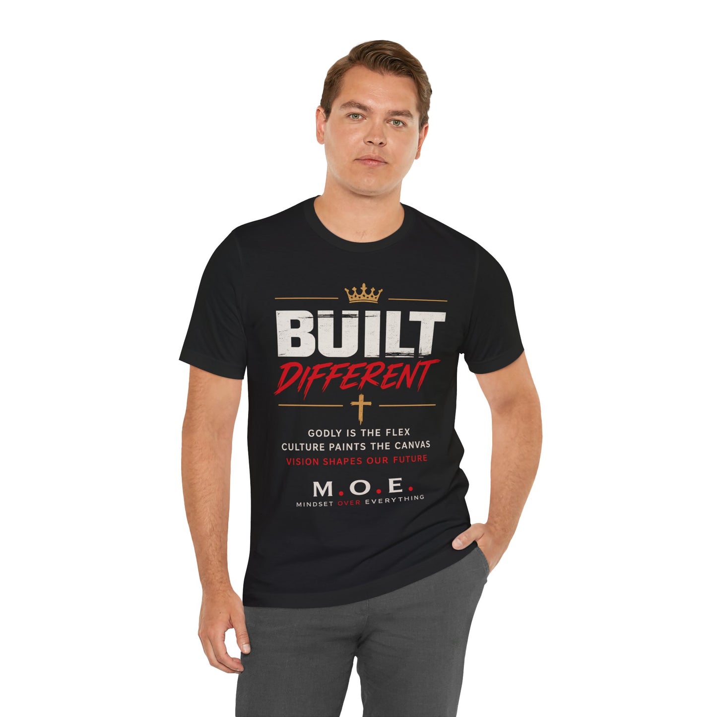 Built Different Faith T‑Shirt — "Built on Faith, Driven by Purpose" Christian Tee MC