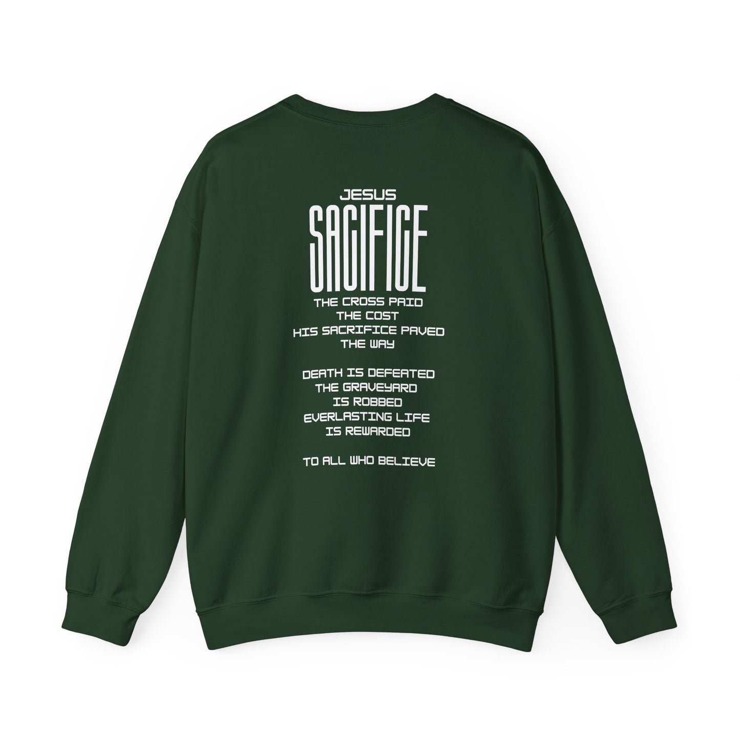 Christian 'Sacrifice Rewarded' Crewneck Sweatshirt — Religious Cross Faith Pullover - AH VISION
