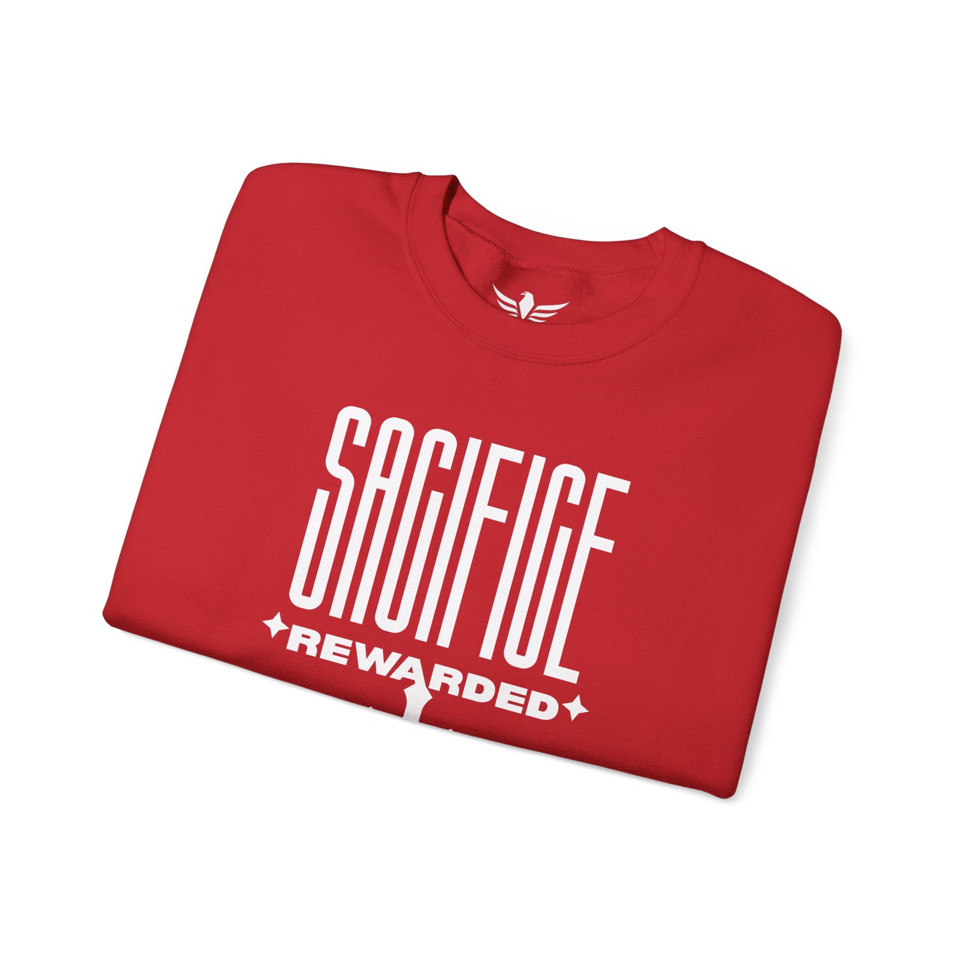Christian 'Sacrifice Rewarded' Crewneck Sweatshirt — Religious Cross Faith Pullover - AH VISION