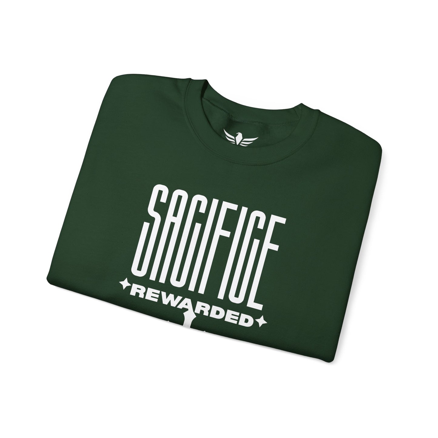 Christian 'Sacrifice Rewarded' Crewneck Sweatshirt — Religious Cross Faith Pullover - AH VISION