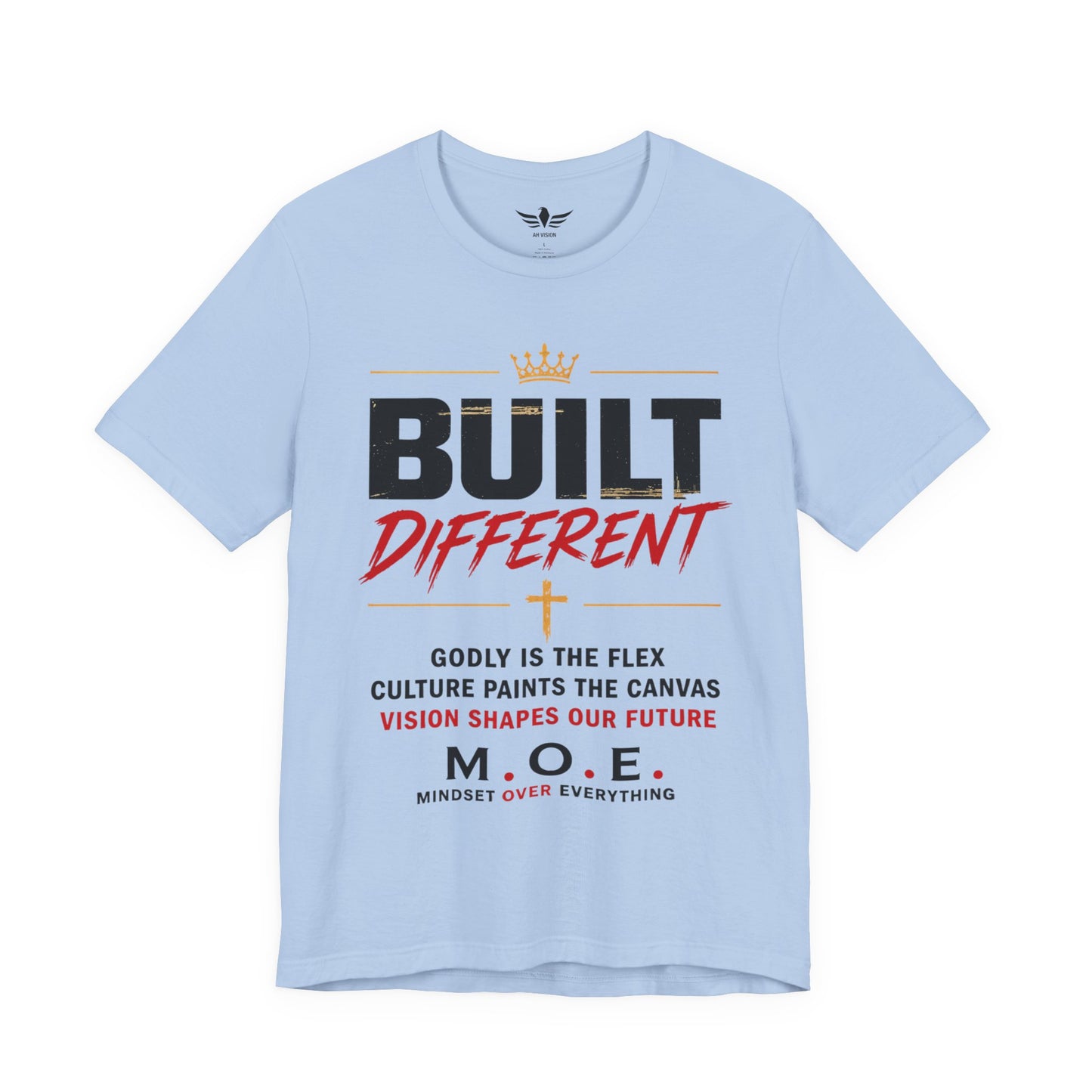Built Different Faith T‑Shirt — "Built on Faith, Driven by Purpose" Christian Tee MC