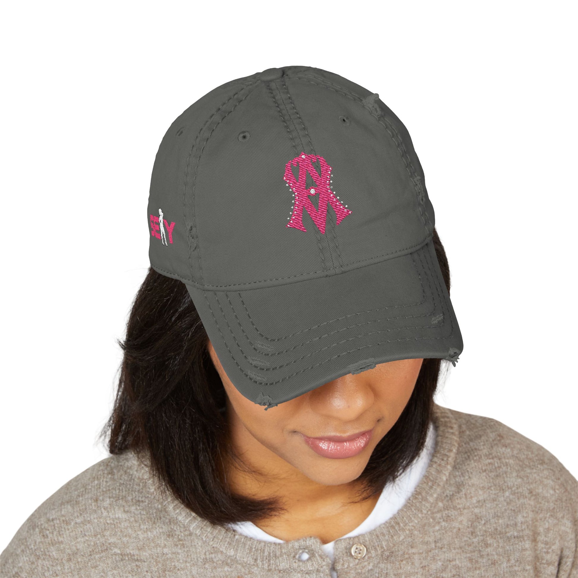 Distressed Embroidered AV WOMENS Hat — Gold Monogram & Eagle Vintage Cap - AH VISION