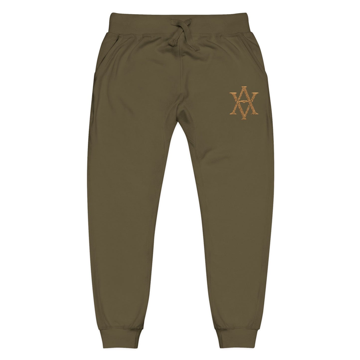 Embroidered Gold AV Monogram Fleece Sweatpants — Cozy Fleece Joggers