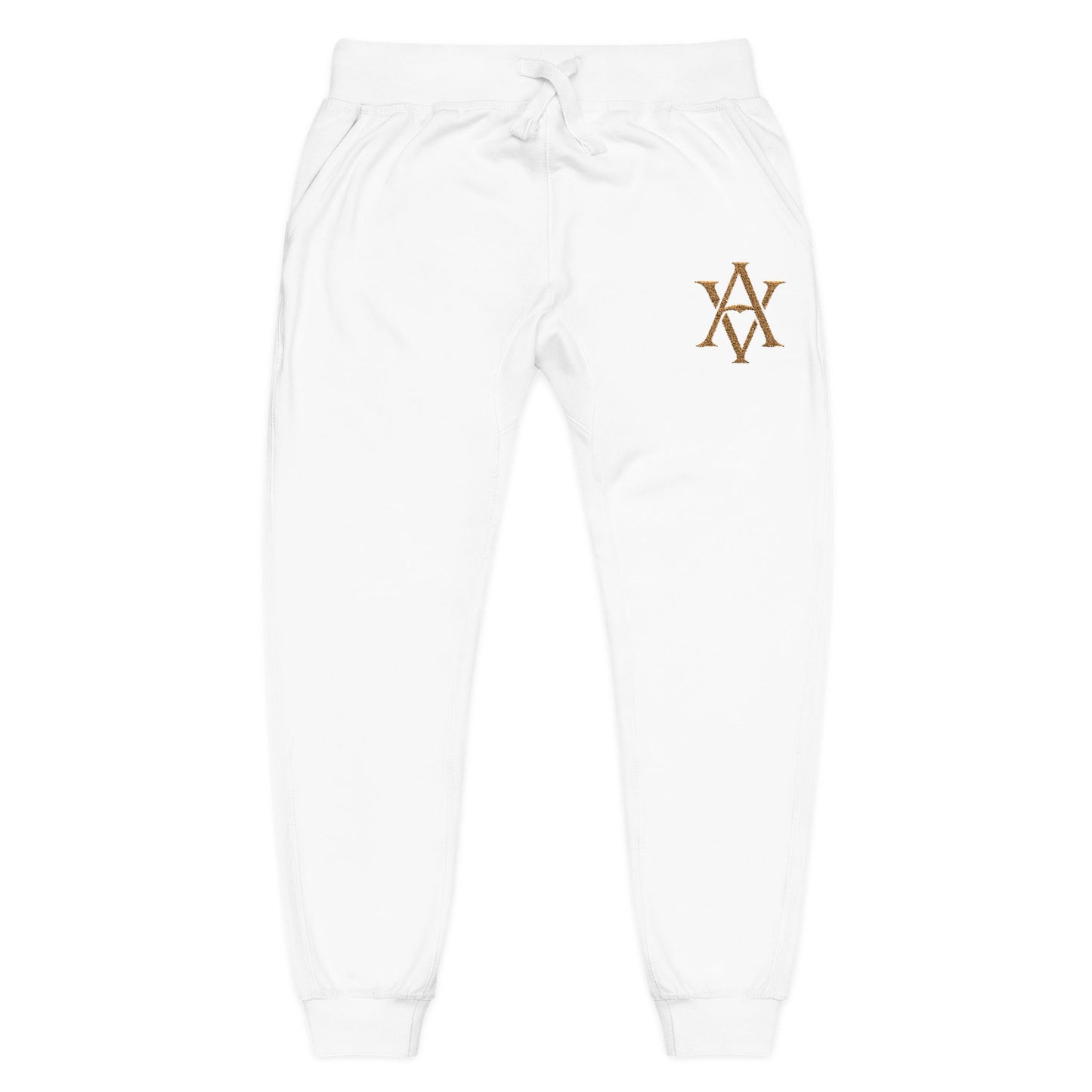Embroidered Gold AV Monogram Fleece Sweatpants — Cozy Fleece Joggers