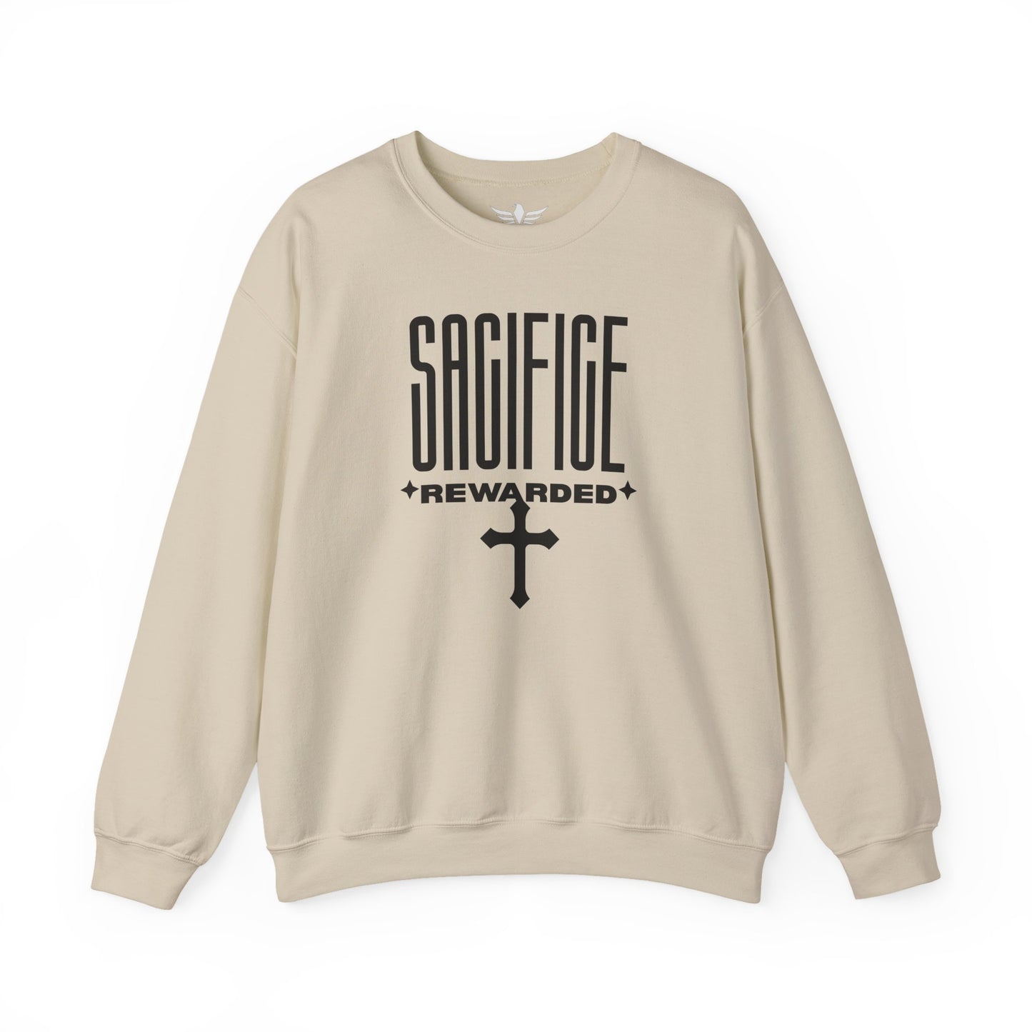 Christian 'Sacrifice Rewarded' Crewneck Sweatshirt — Religious Cross Faith Pullover - AH VISION
