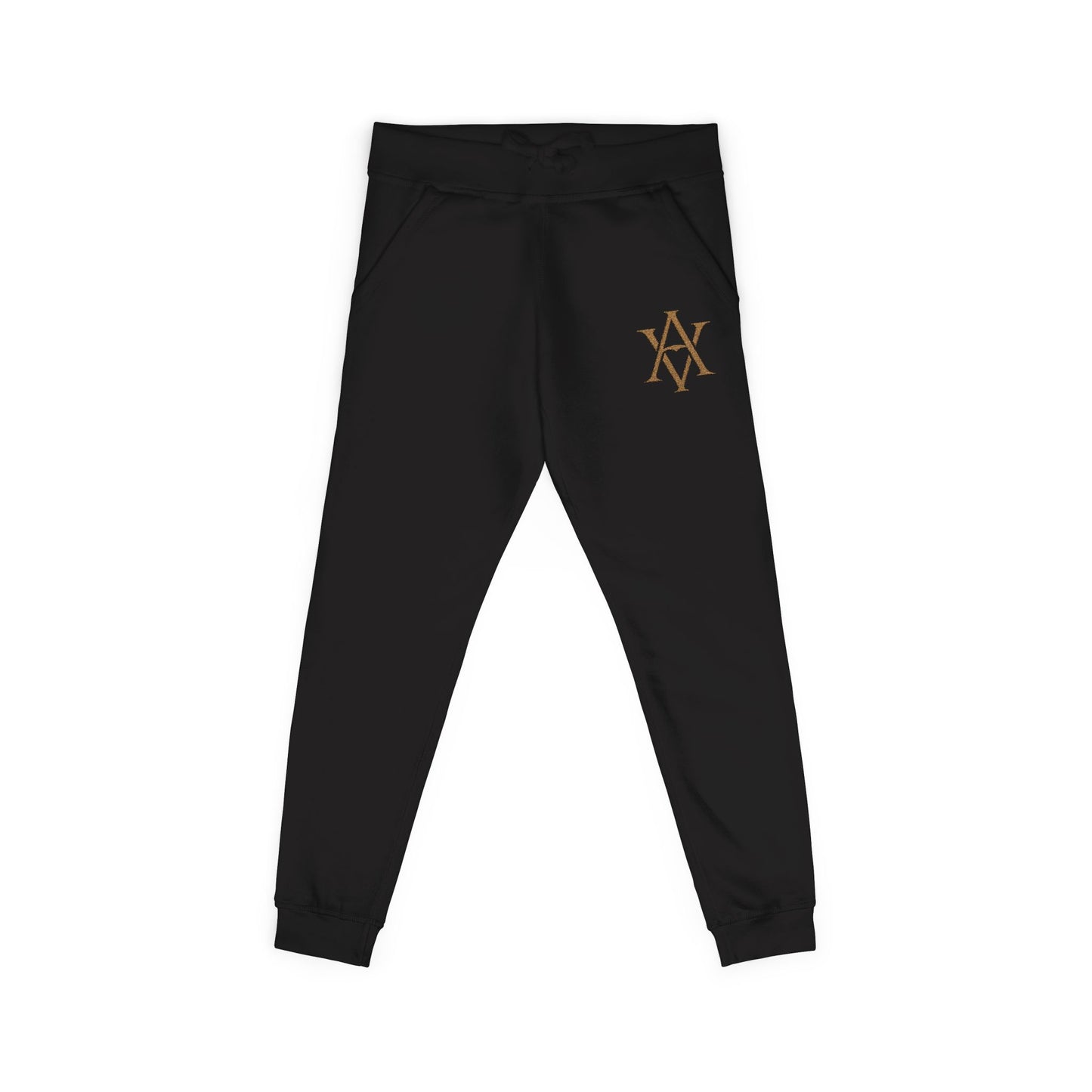 Embroidered Gold AV Monogram Fleece Sweatpants — Cozy Fleece Joggers