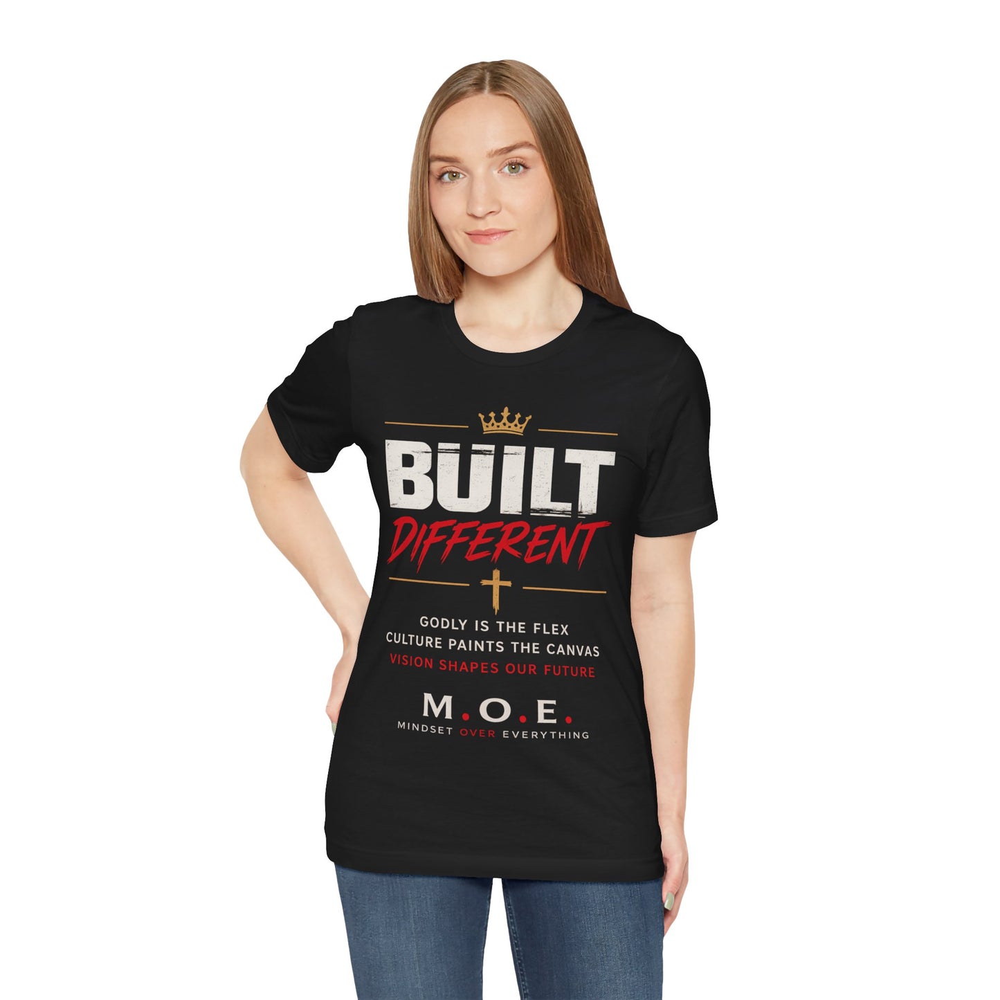 Built Different Faith T‑Shirt — "Built on Faith, Driven by Purpose" Christian Tee MC
