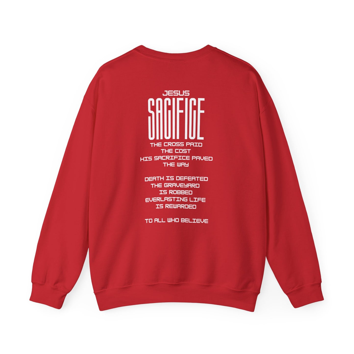 Christian 'Sacrifice Rewarded' Crewneck Sweatshirt — Religious Cross Faith Pullover - AH VISION