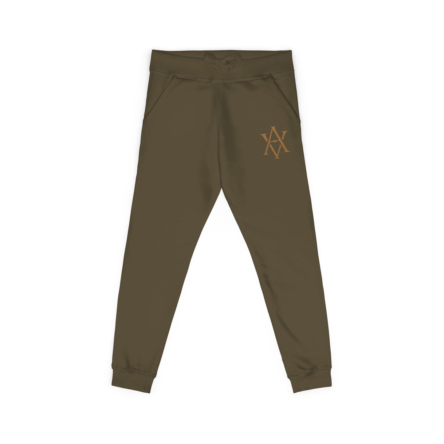 Embroidered Gold AV Monogram Fleece Sweatpants — Cozy Fleece Joggers