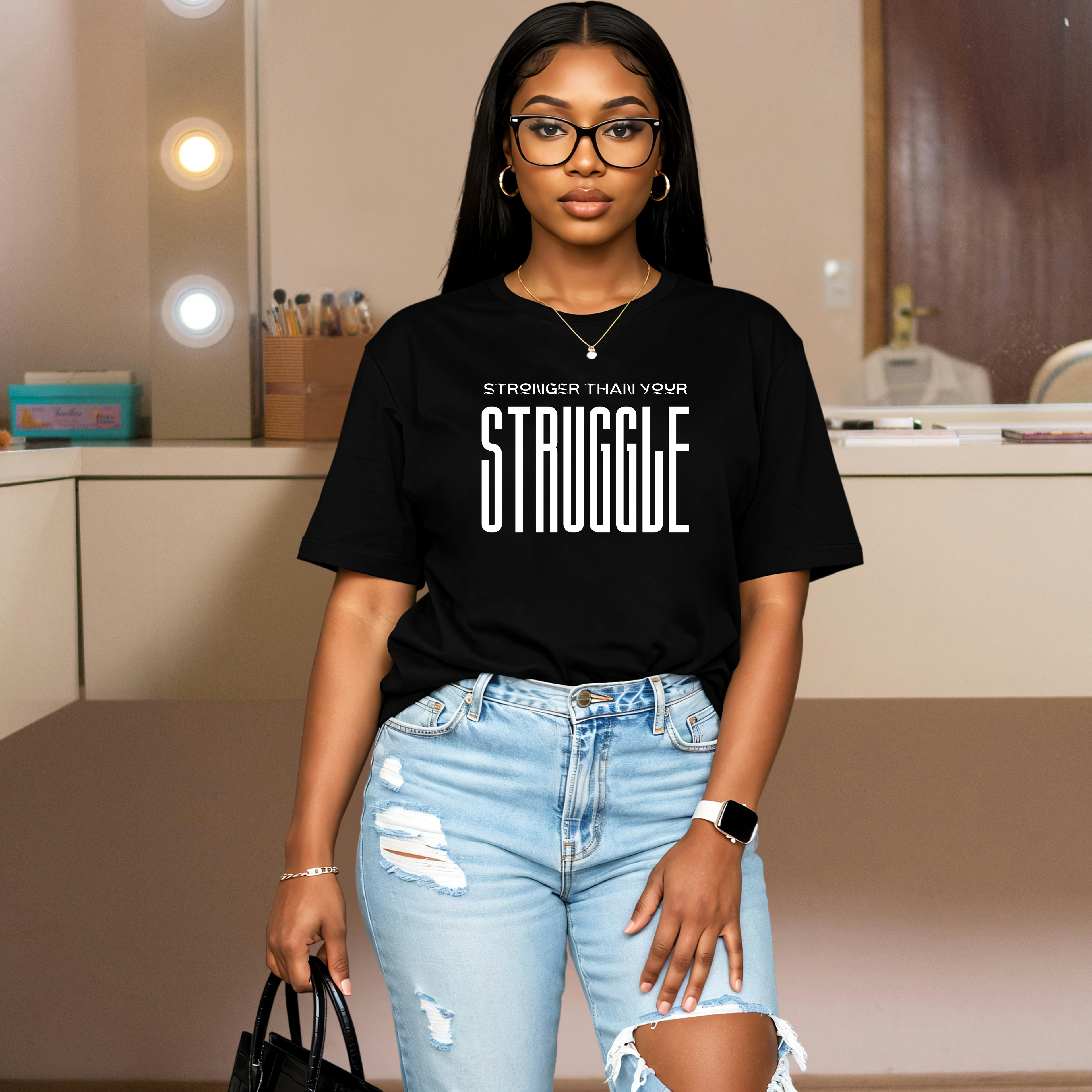 Stronger Than Your Struggle T-Shirt - Motivational Spirit Inspirational Quote Slogan T Shirt - AH VISION