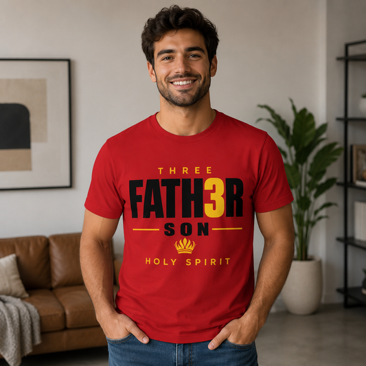 Three-in-One Holy Spirit T-Shirt — "Fath3r Son Holy Spirit" Christian Tee