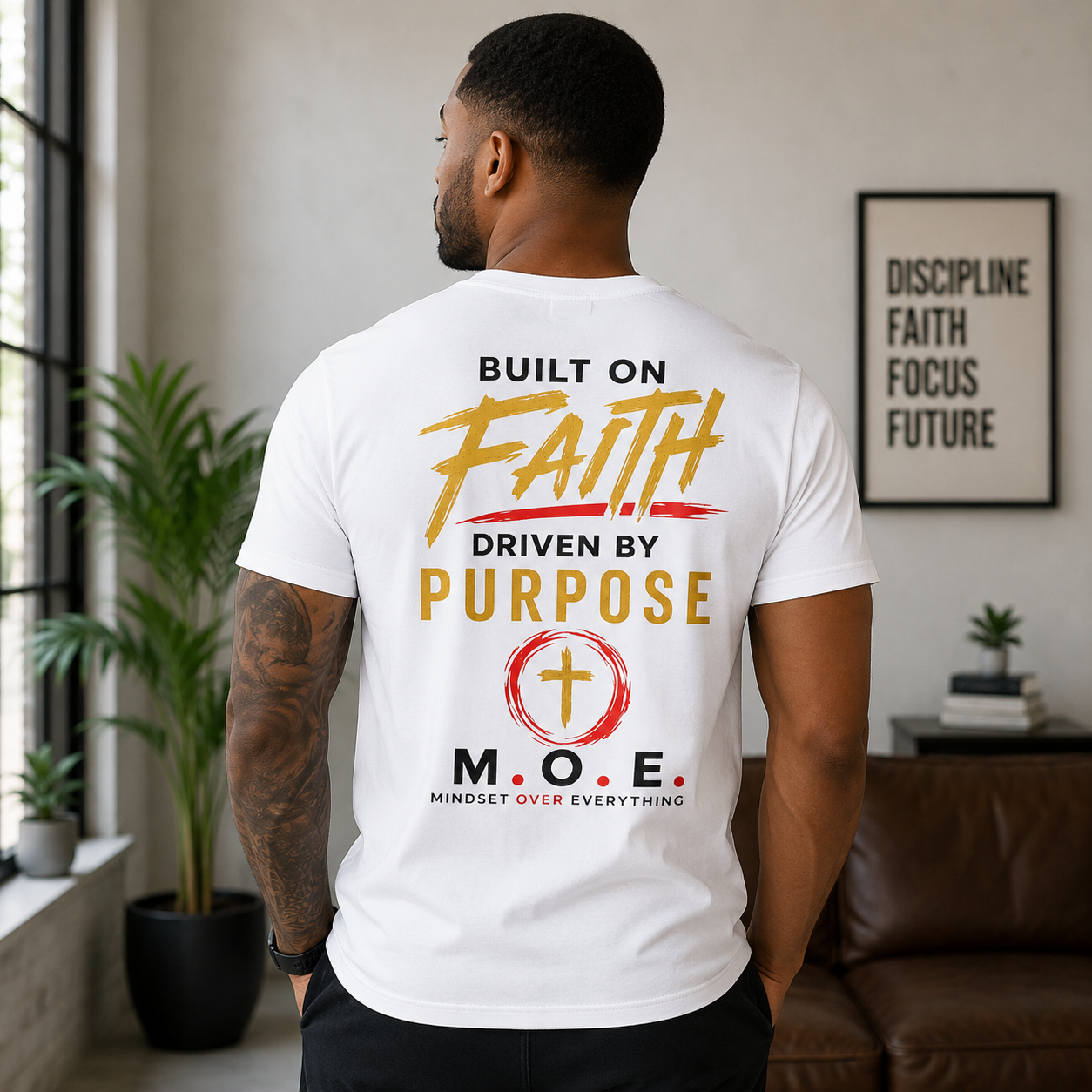 Built Different Faith T‑Shirt — "Built on Faith, Driven by Purpose" Christian Tee MC - AH VISION