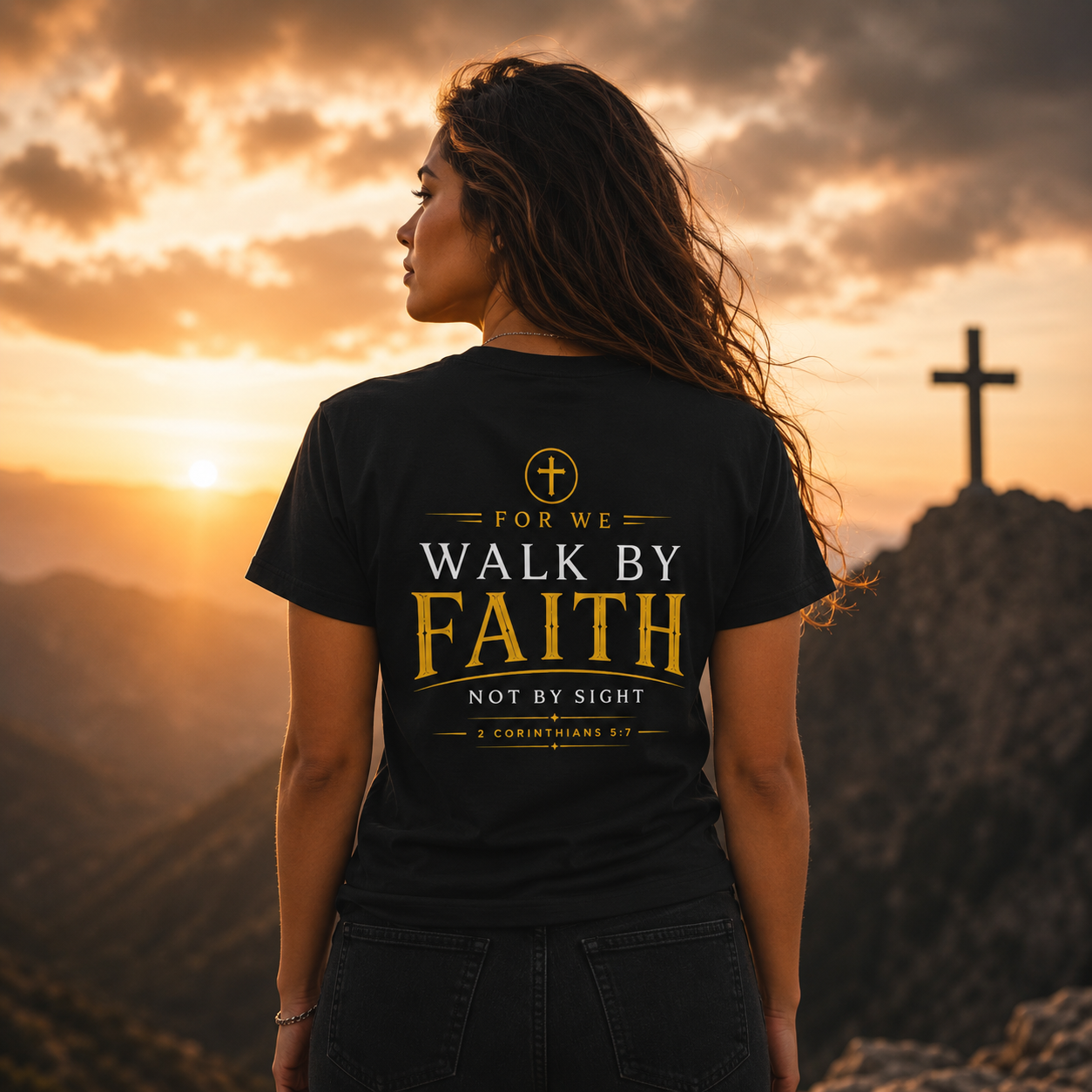 Faith Graphic Tee — "Walk in Faith, Not by Sight" Christian Inspirational T‑Shirt Womens