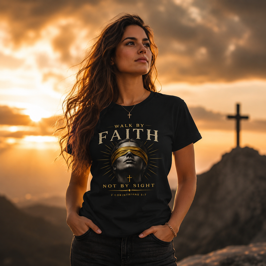 Faith Graphic Tee — "Walk in Faith, Not by Sight" Christian Inspirational T‑Shirt Womens