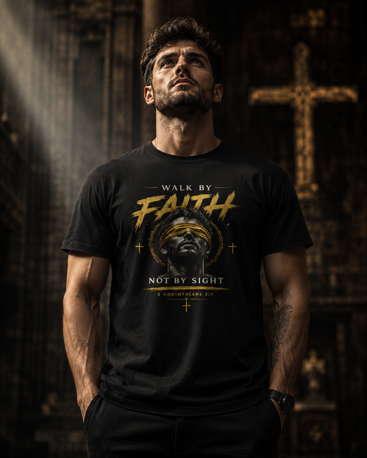 Walk By Faith T‑Shirt — "Walk By Faith, Not By Sight" Christian Tee Strong