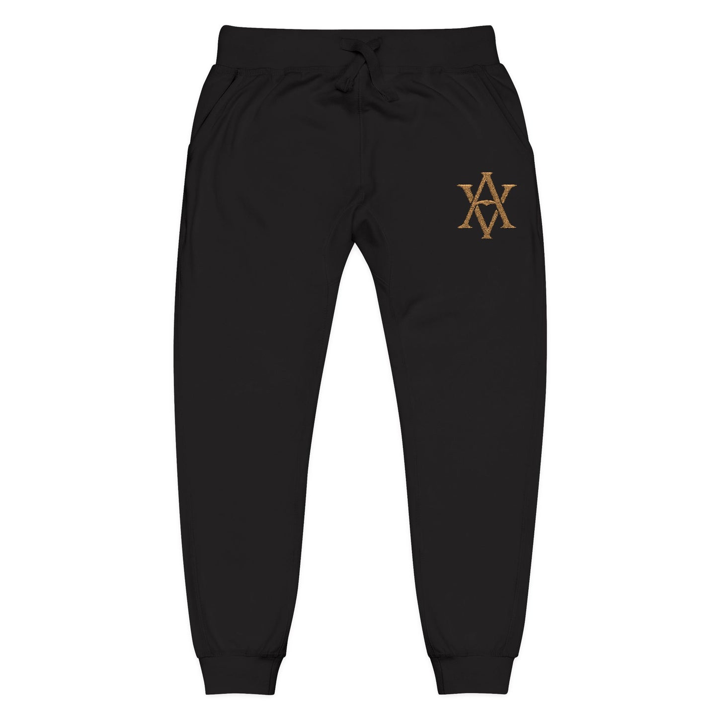 Embroidered Gold AV Monogram Fleece Sweatpants — Cozy Fleece Joggers