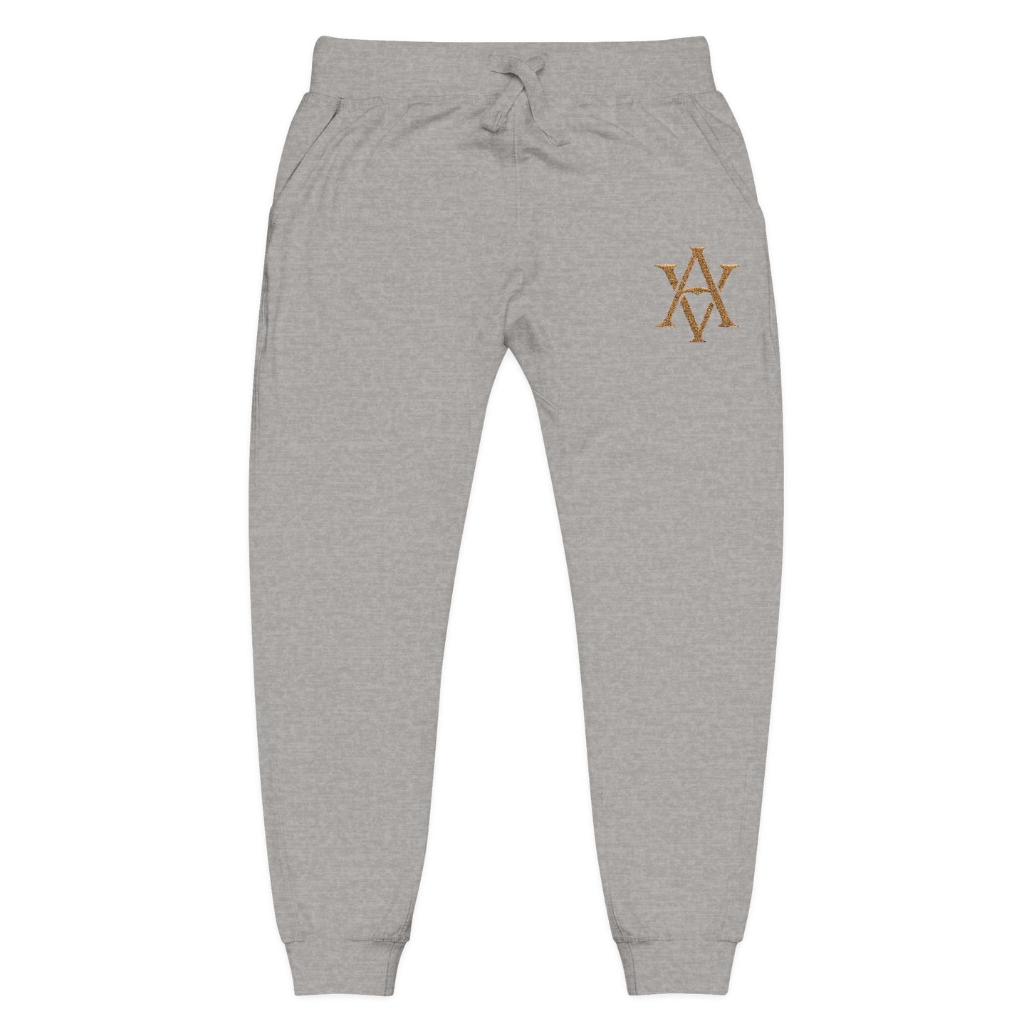Embroidered Gold AV Monogram Fleece Sweatpants — Cozy Fleece Joggers