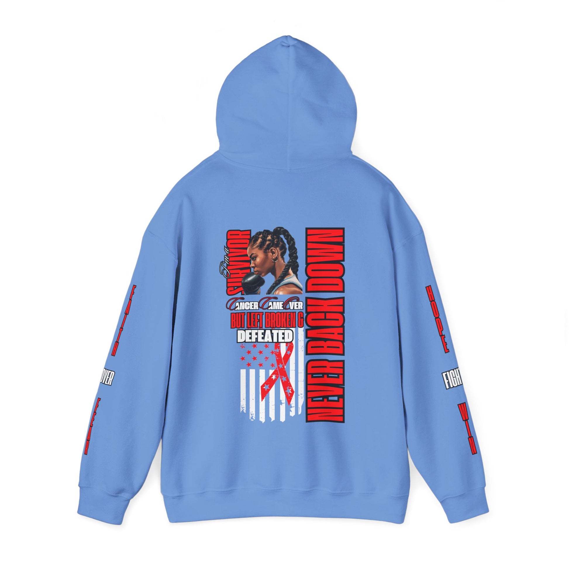 NOT EVERY HERO WEARS A CAPE NEVER BACK DOWN Hooded Sweatshirt - AH VISION