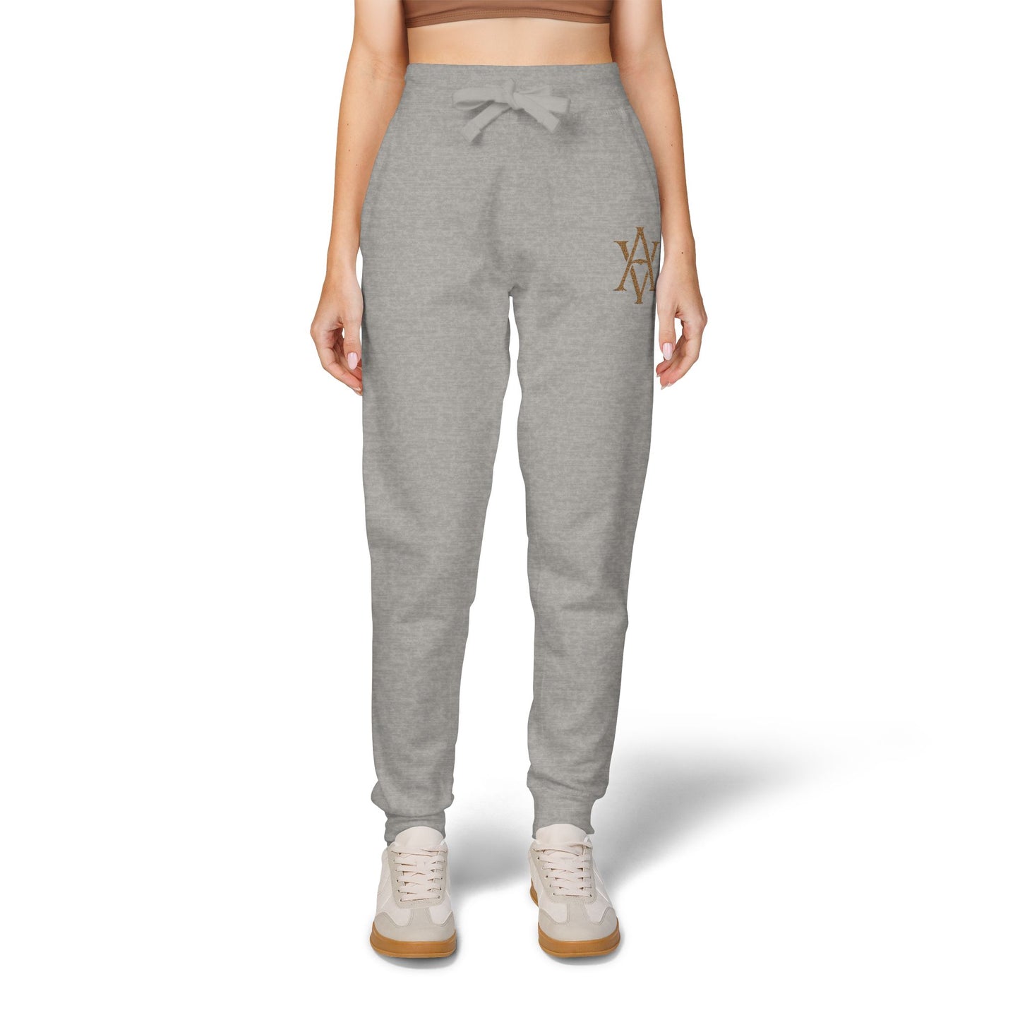 Embroidered Gold AV Monogram Fleece Sweatpants — Cozy Fleece Joggers