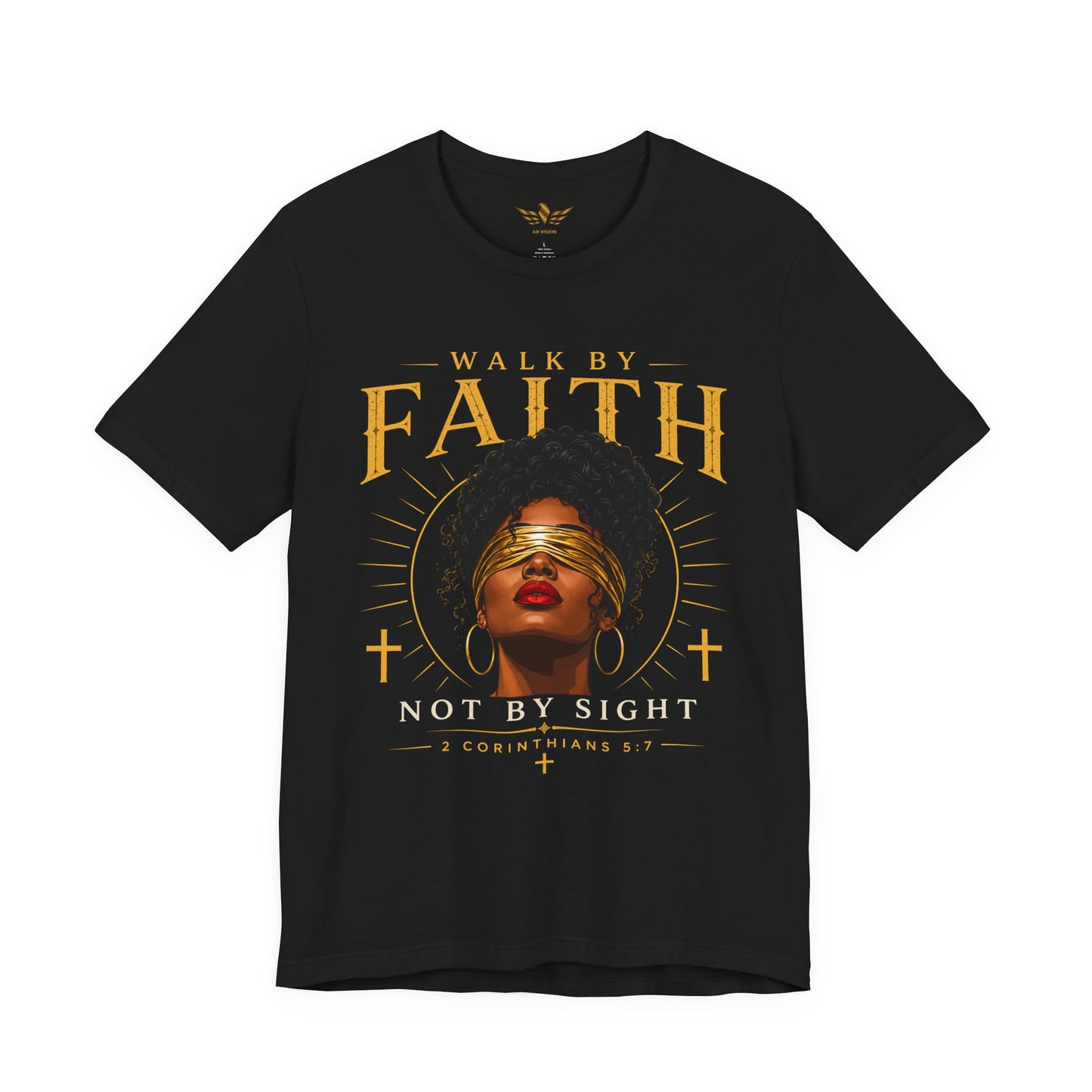 Faith Graphic Tee — "Walk by Faith, Not by Sight" Christian T-Shirt Ebony