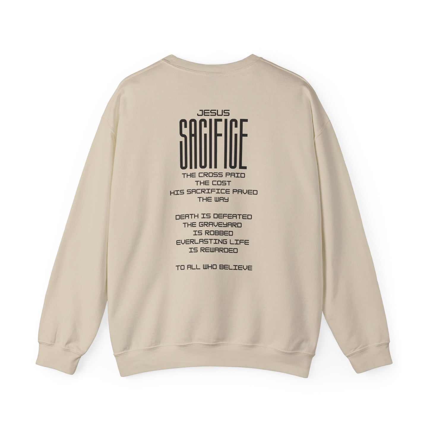 Christian 'Sacrifice Rewarded' Crewneck Sweatshirt — Religious Cross Faith Pullover - AH VISION