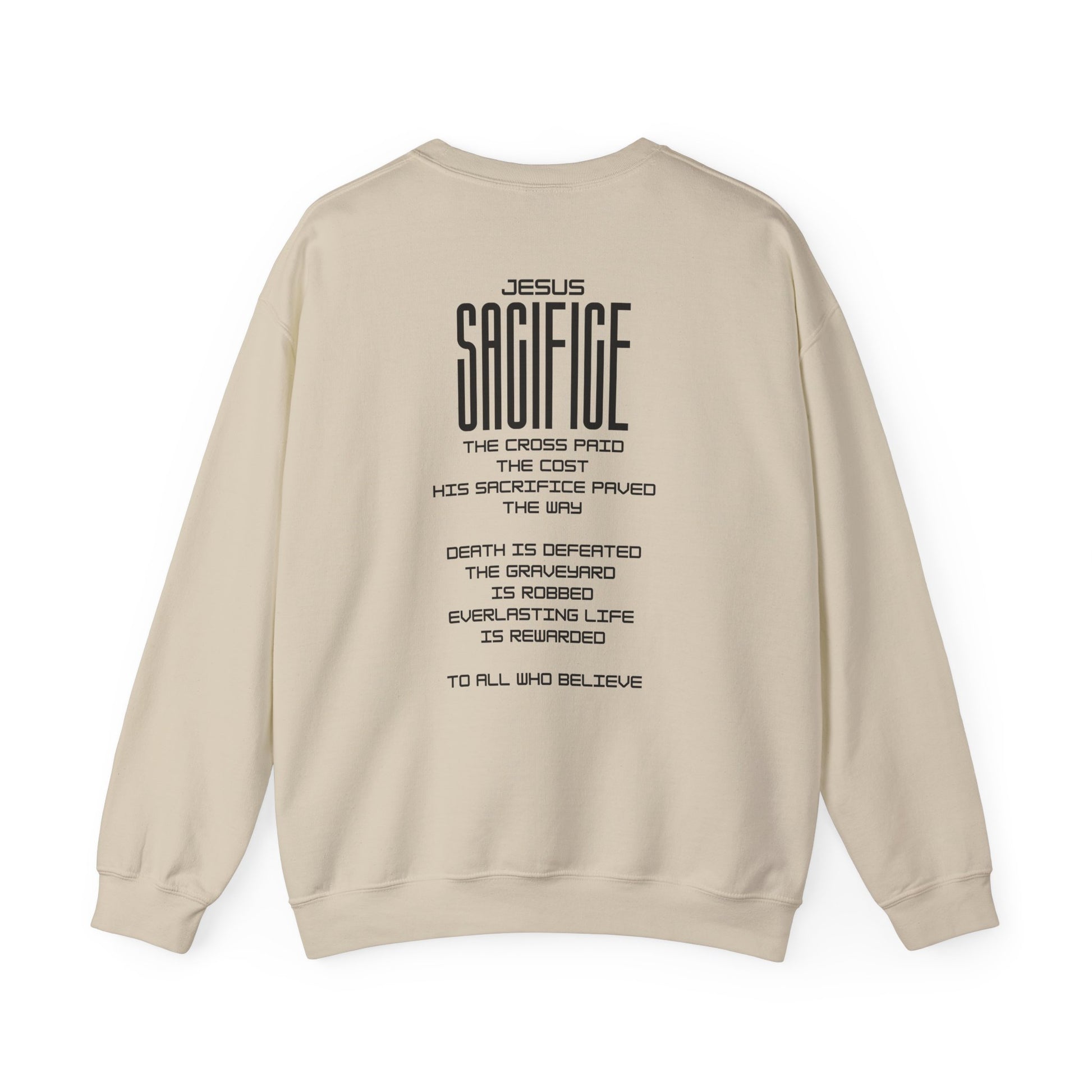 Christian 'Sacrifice Rewarded' Crewneck Sweatshirt — Religious Cross Faith Pullover - AH VISION
