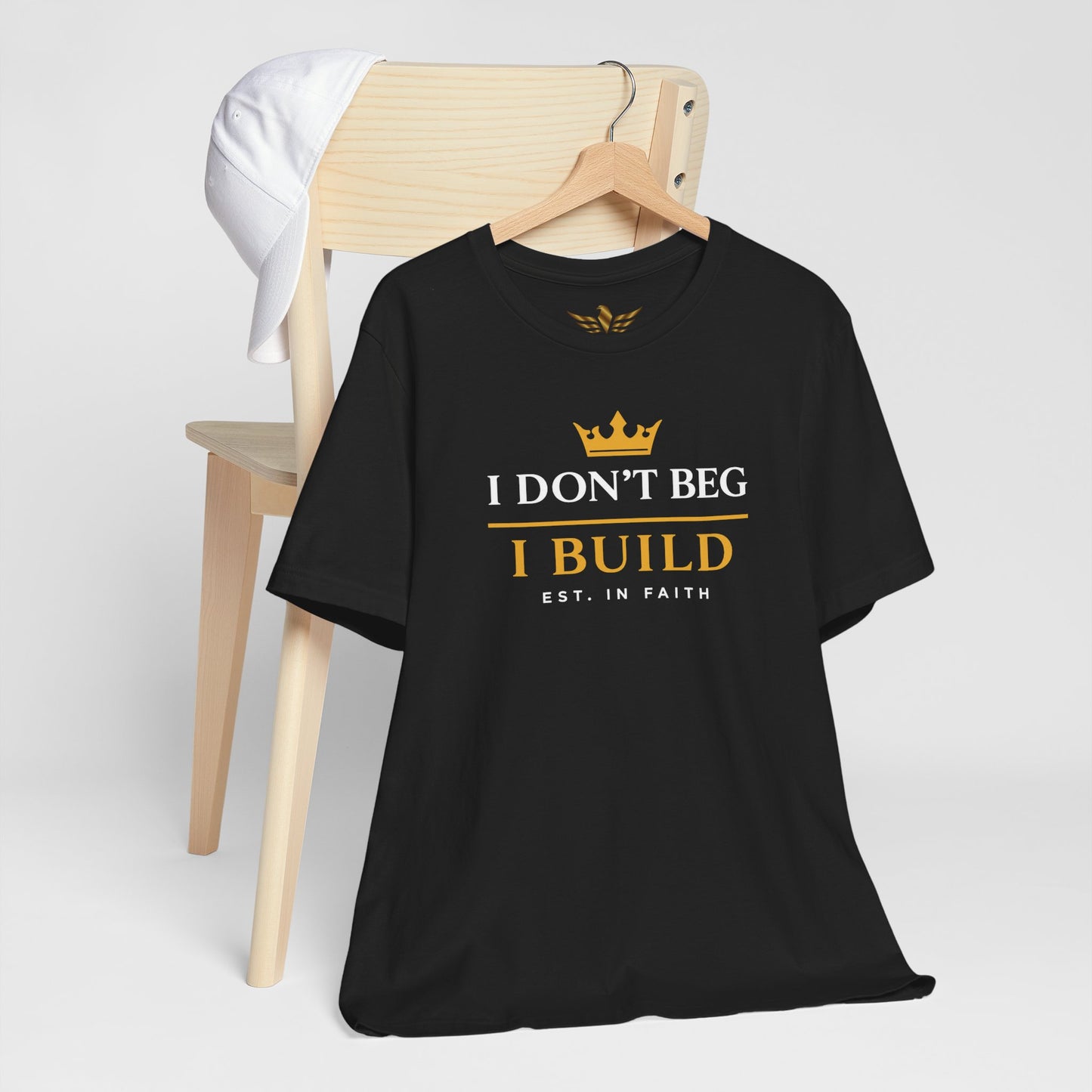 I Don’t Beg I Build T-Shirt — Christian Faith Lion Graphic Tee MC - AH VISION