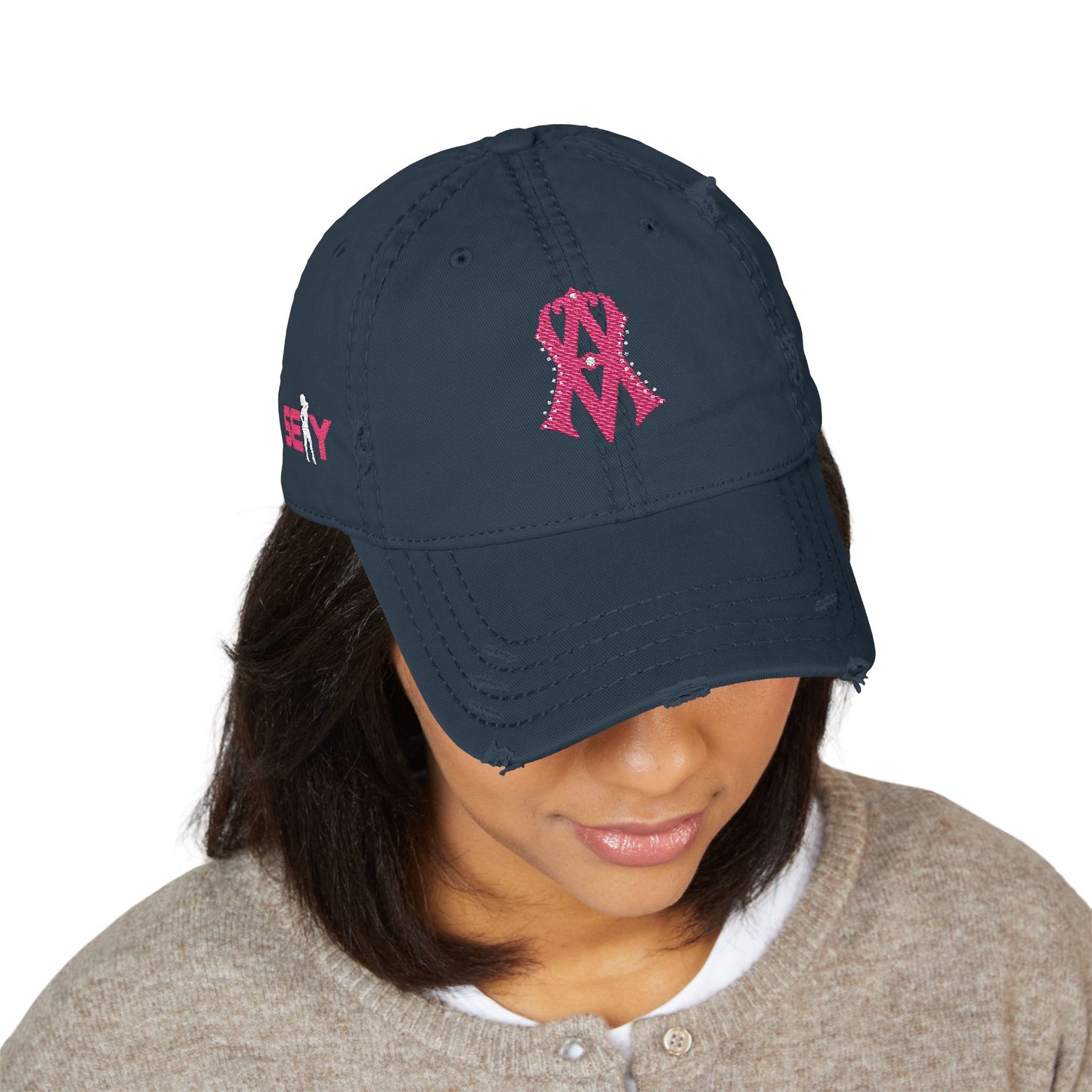 Distressed Embroidered AV WOMENS Hat — Gold Monogram & Eagle Vintage Cap - AH VISION