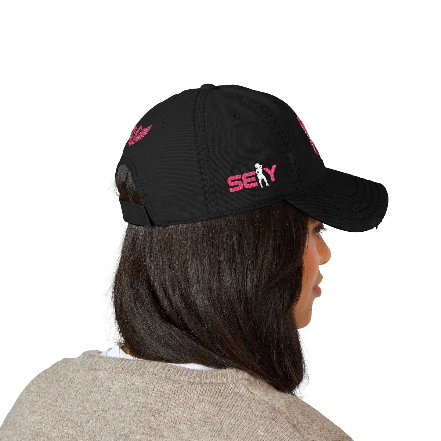 Distressed Embroidered AV WOMENS Hat — Gold Monogram & Eagle Vintage Cap - AH VISION