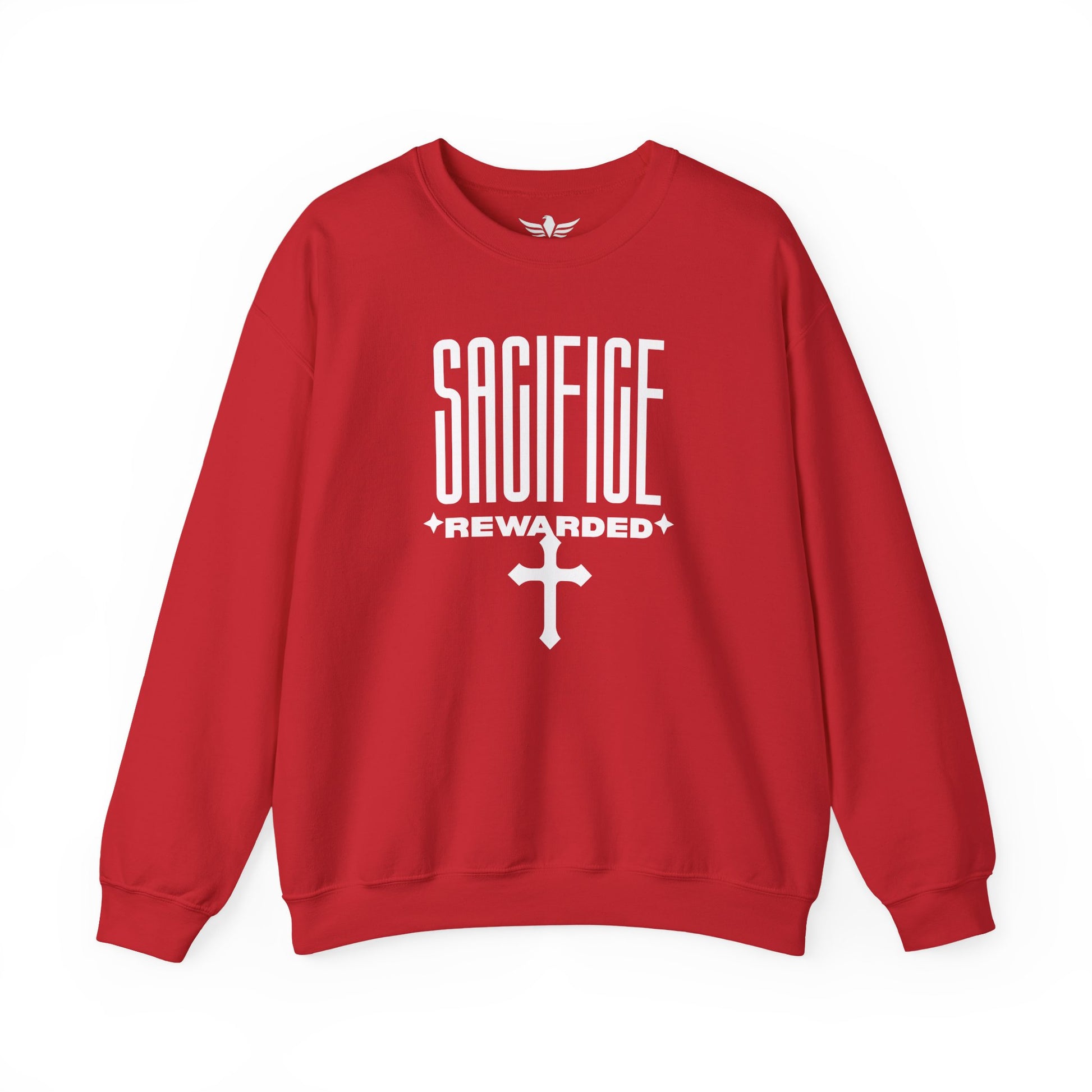 Christian 'Sacrifice Rewarded' Crewneck Sweatshirt — Religious Cross Faith Pullover - AH VISION