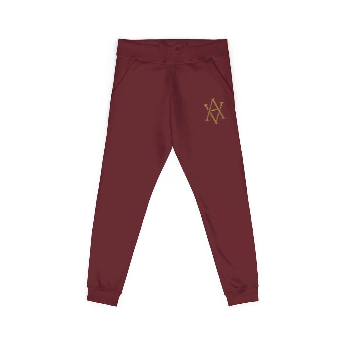 Embroidered Gold AV Monogram Fleece Sweatpants — Cozy Fleece Joggers