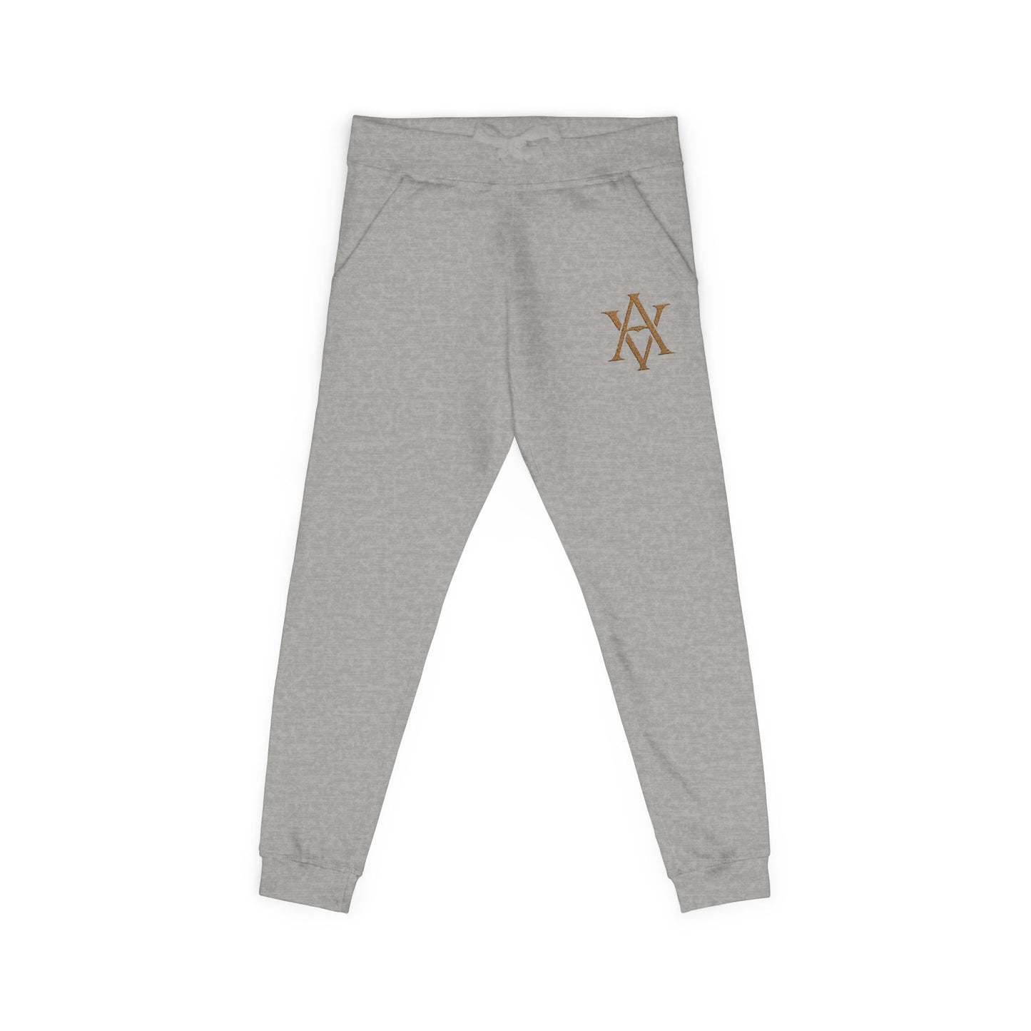 Embroidered Gold AV Monogram Fleece Sweatpants — Cozy Fleece Joggers