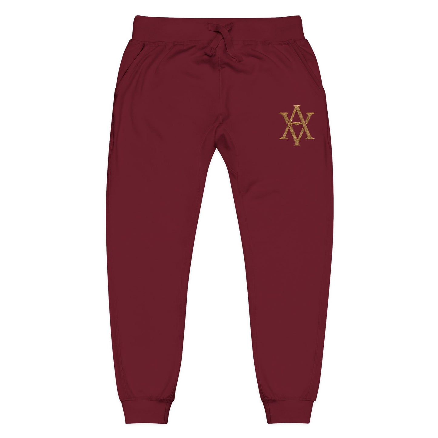 Embroidered Gold AV Monogram Fleece Sweatpants — Cozy Fleece Joggers