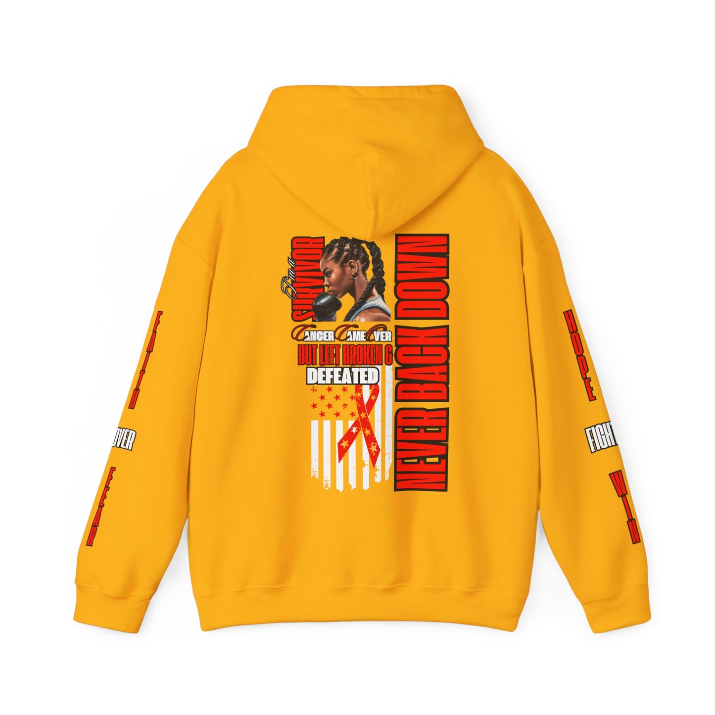 NOT EVERY HERO WEARS A CAPE NEVER BACK DOWN Hooded Sweatshirt - AH VISION