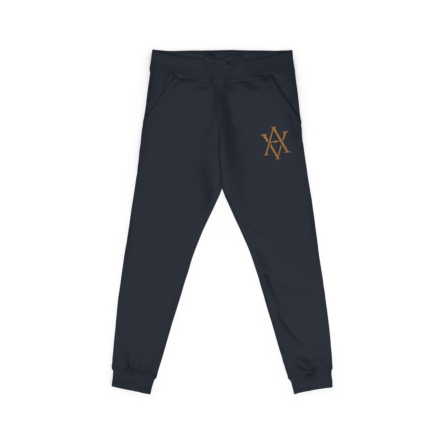 Embroidered Gold AV Monogram Fleece Sweatpants — Cozy Fleece Joggers